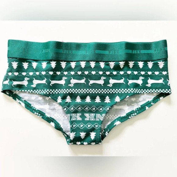NWT 2 Victoria’s Secret Pink Holiday Hipster Panties Size Small Green Black - Picture 5 of 7